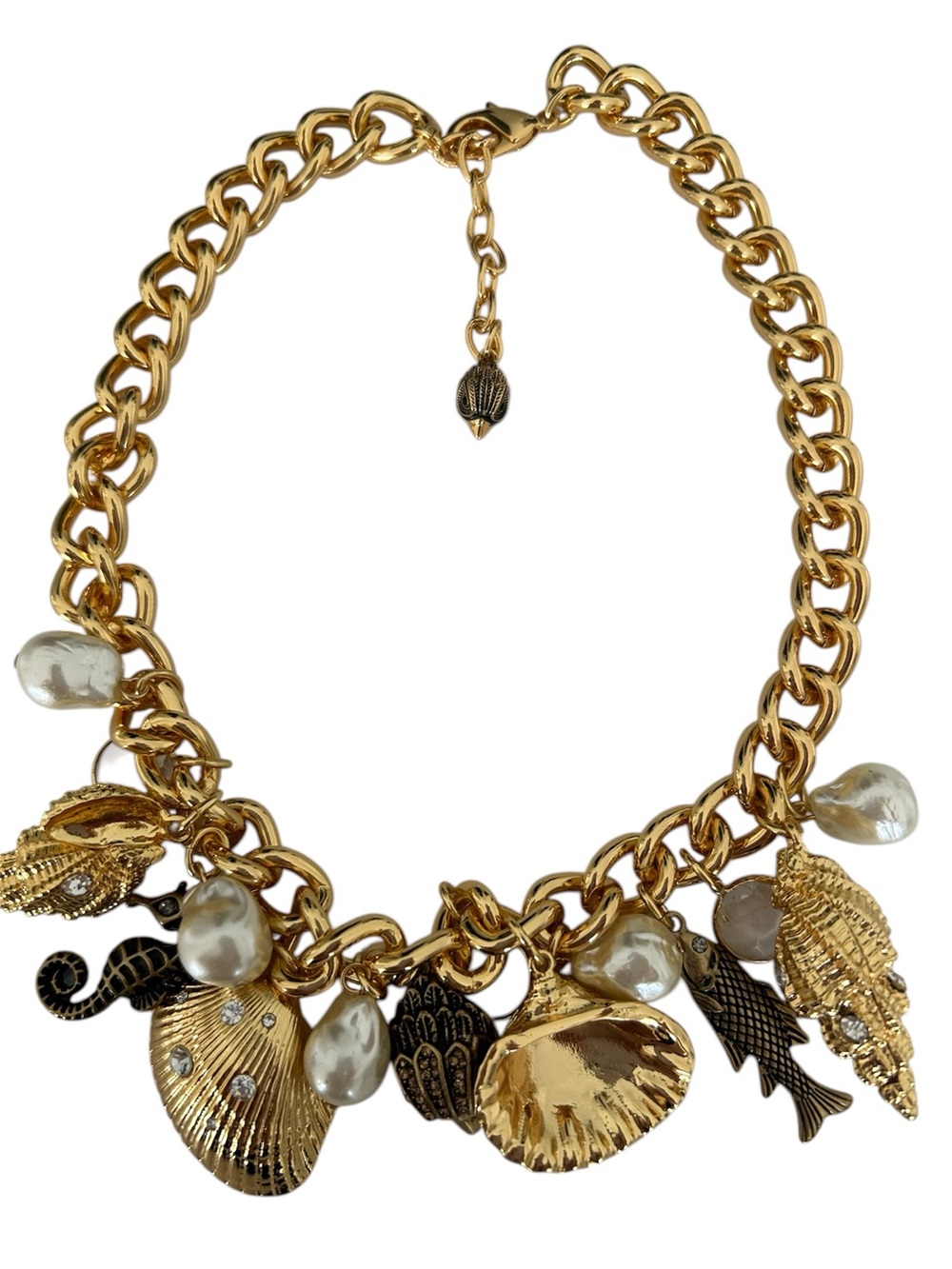 KURT GEIGER LONDON AUTHENTIC SHELL CHARM  PEARL CRYSTAL PENDANT NECKLACE NWT